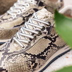 Peri Python Embossed Italian Calfskin Sneakers | Black/White