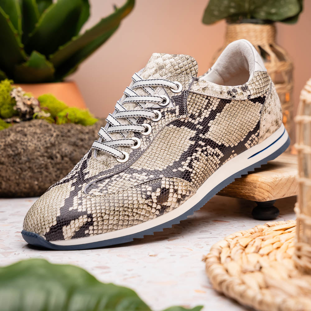 Peri Python Embossed Italian Calfskin Sneakers | Black/White