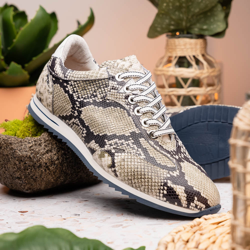 Peri Python Embossed Italian Calfskin Sneakers | Black/White
