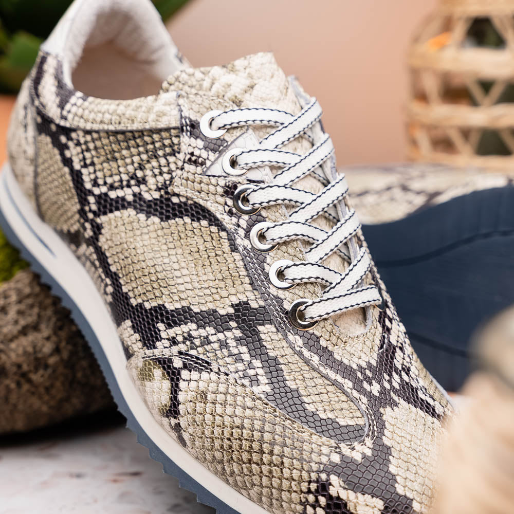 Peri Python Embossed Italian Calfskin Sneakers | Black/White