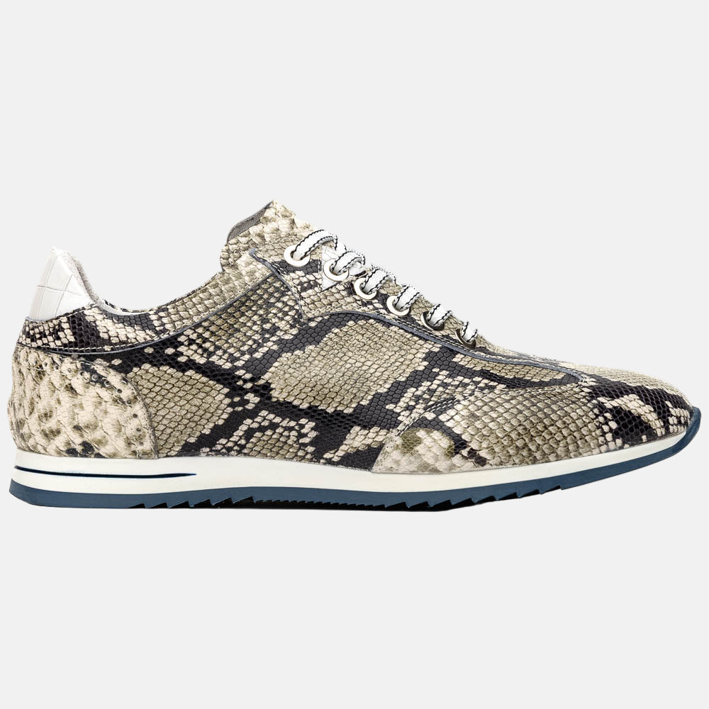 Peri Python Embossed Italian Calfskin Sneakers | Black/White