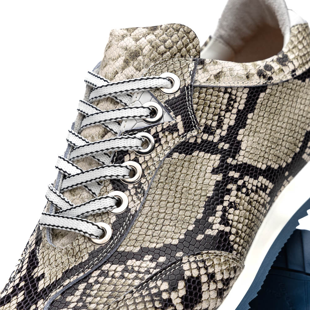 Peri Python Embossed Italian Calfskin Sneakers | Black/White