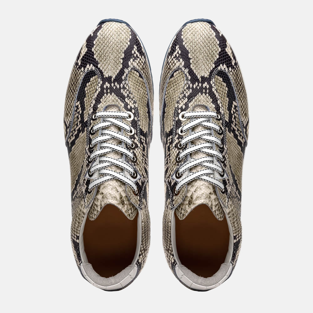 Peri Python Embossed Italian Calfskin Sneakers | Black/White