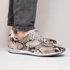 Peri Python Embossed Italian Calfskin Sneakers | Black/White