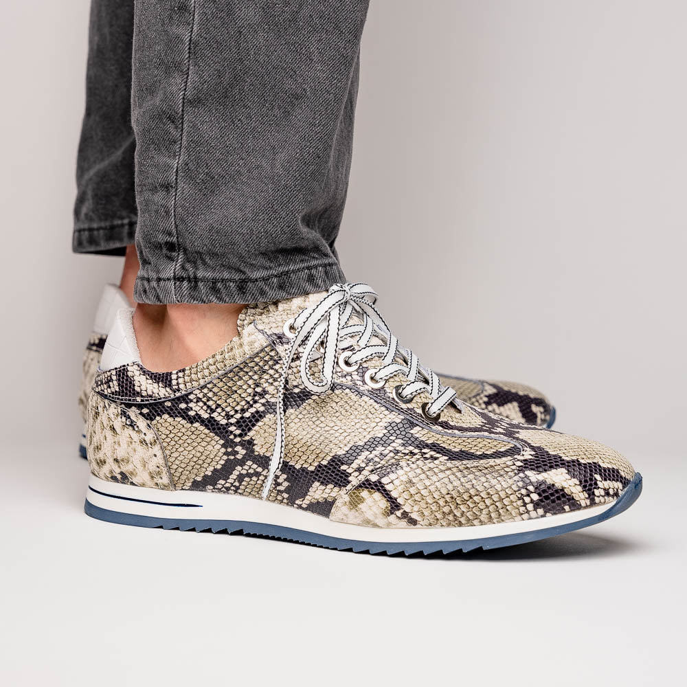 Peri Python Embossed Italian Calfskin Sneakers | Black/White