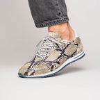 Peri Python Embossed Italian Calfskin Sneakers | Black/White