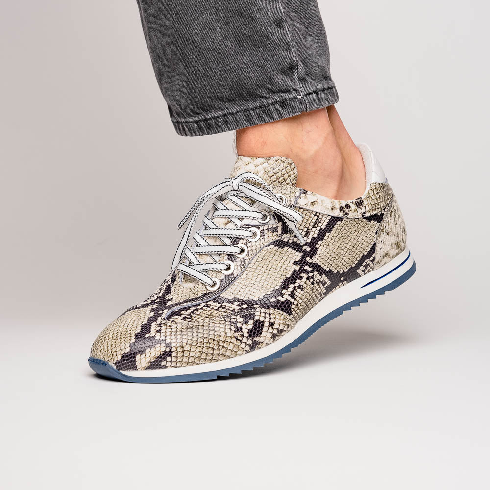 Peri Python Embossed Italian Calfskin Sneakers | Black/White