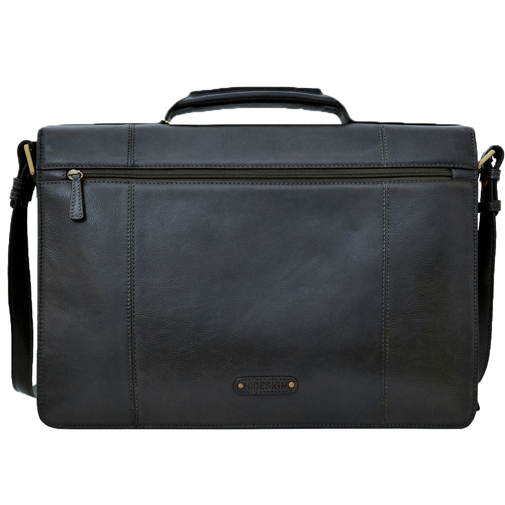 Hidesign Charles Large Double Gusset Leather 17" Laptop Compatible Briefcase | Black