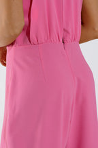 Pink Jumpuits with Top Crossed and High Collar