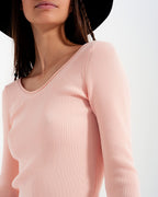Pink Knitted Wide Neck Sweater