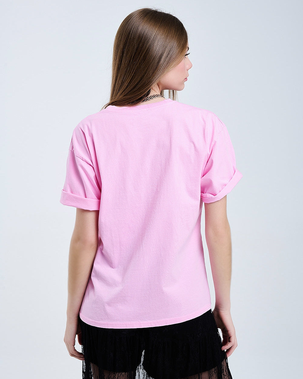 Pink Rebel Graphic Tee with Leopard Print Tongue