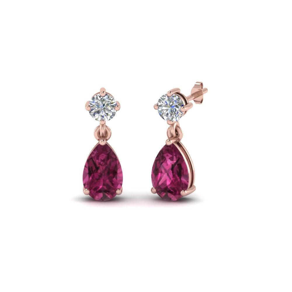 Gemstone Pear Drop Stud Earring
