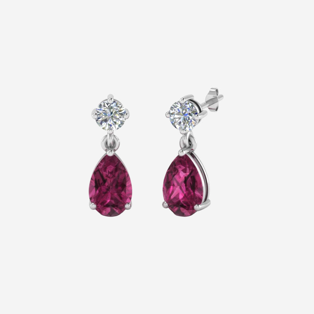Gemstone Pear Drop Stud Earring