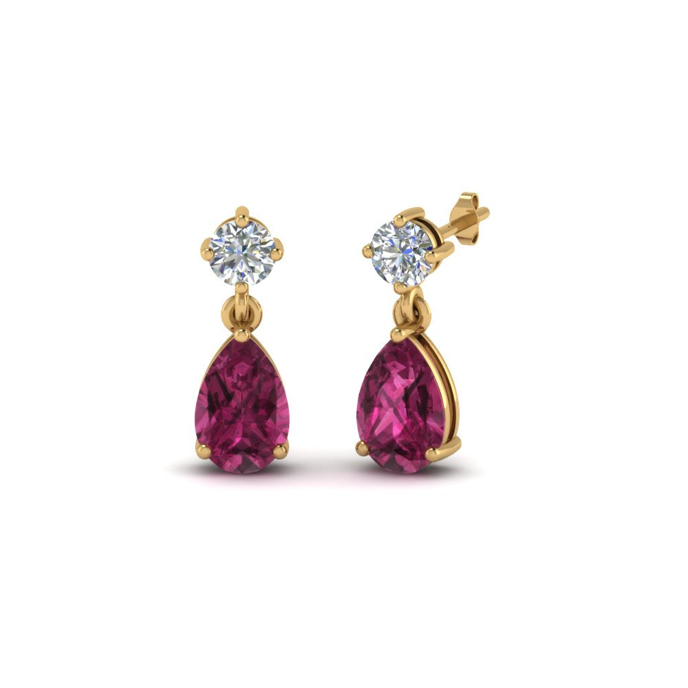 Gemstone Pear Drop Stud Earring