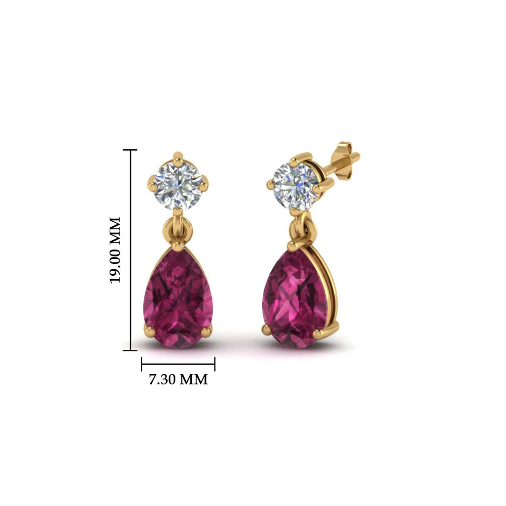 Gemstone Pear Drop Stud Earring
