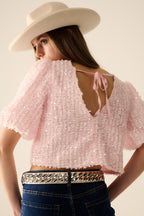 Pink Top with Sequin Detail and Balloon Sleeves