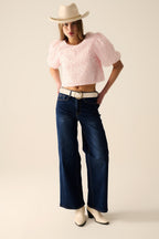 Pink Top with Sequin Detail and Balloon Sleeves
