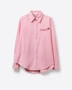 Pink Button-Up Striped Shirt with Embroidered Detail St Barth