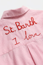 Pink Button-Up Striped Shirt with Embroidered Detail St Barth