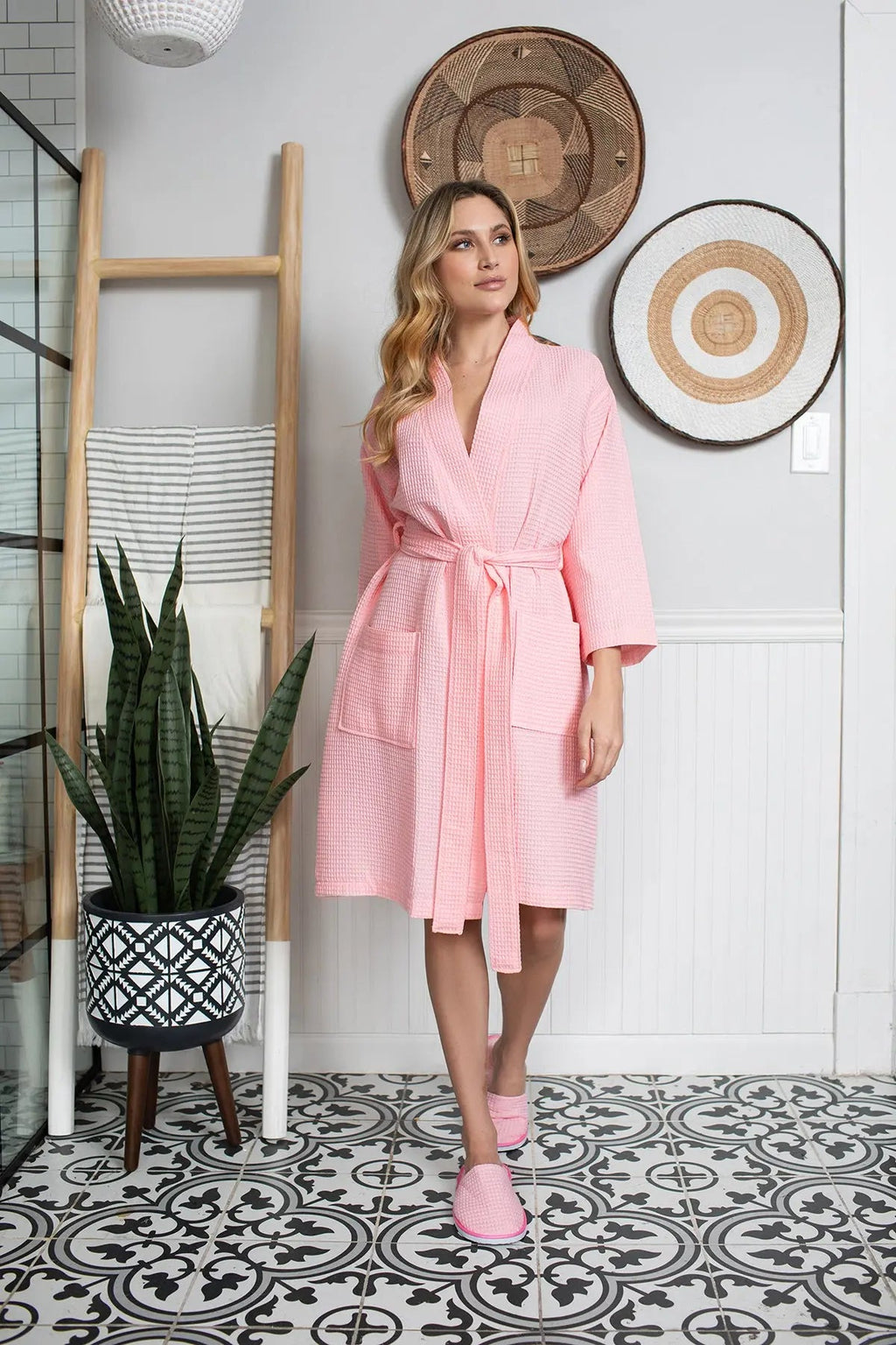Knee-Length Waffle Women’s Robe