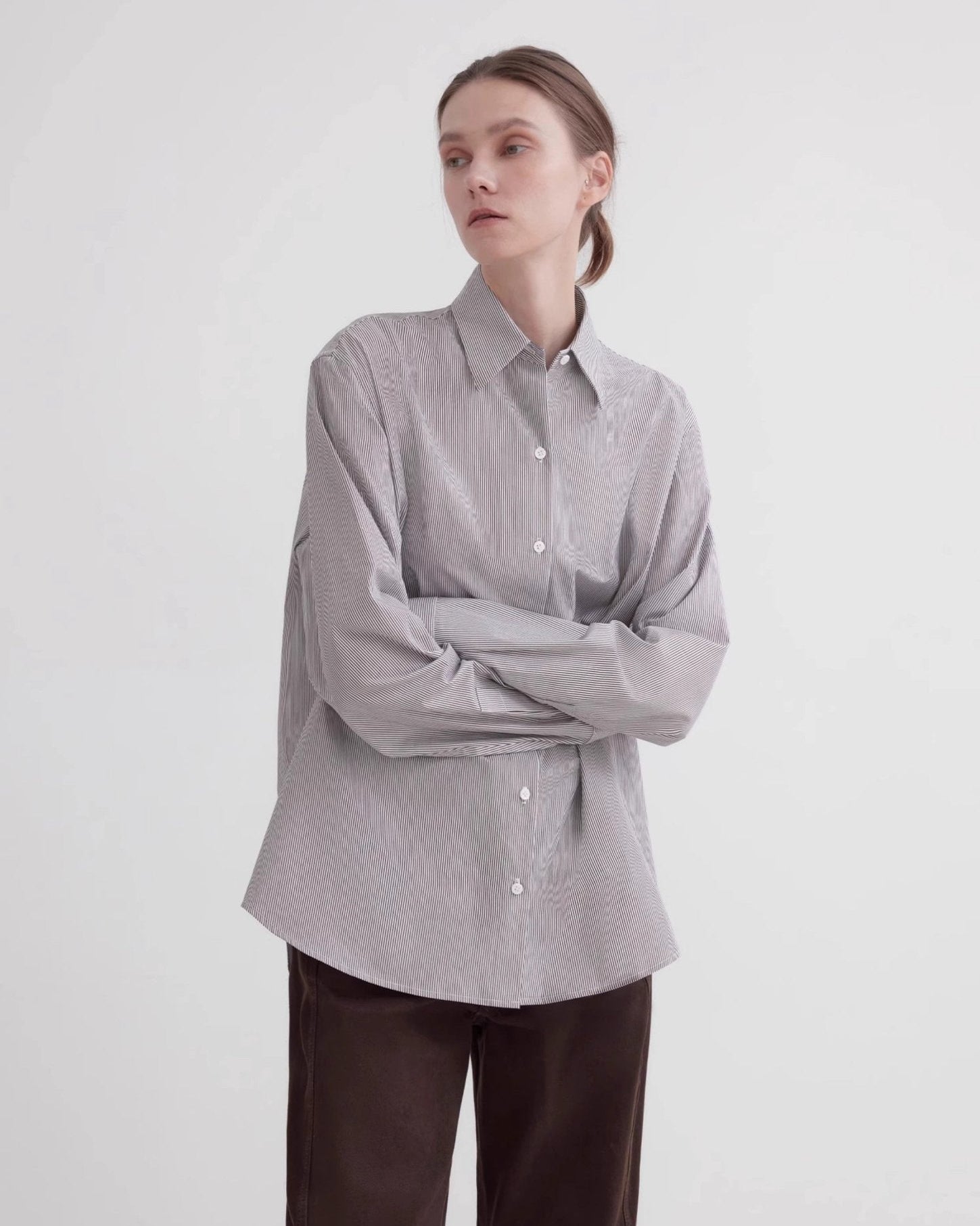 Plaid Shirt Commuting Inner Top High-End Long-Sleeved "Independence Song"