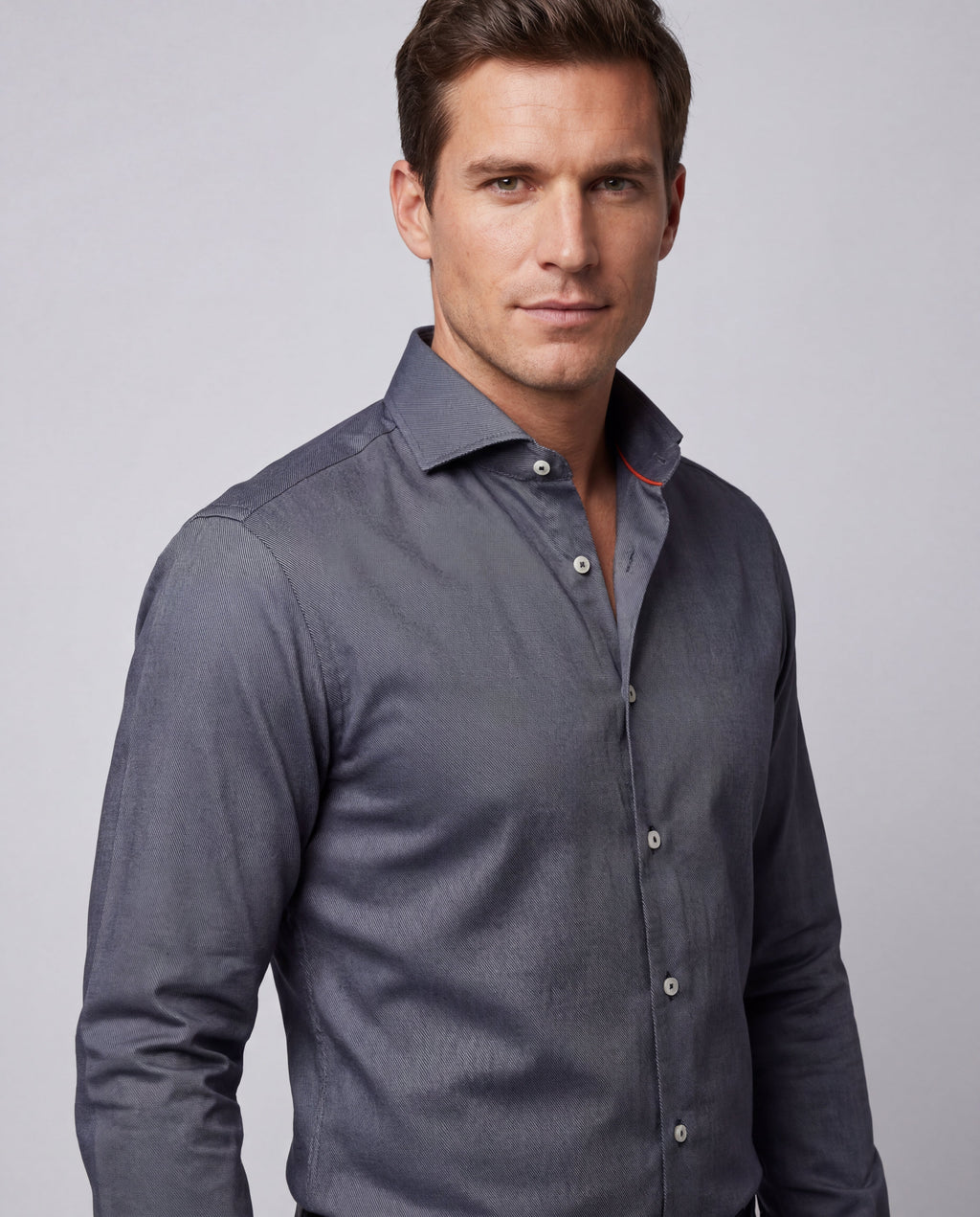 Charcoal  Shirt with Dual Cuffs | Contemporary Fit