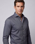 Charcoal  Shirt with Dual Cuffs | Contemporary Fit