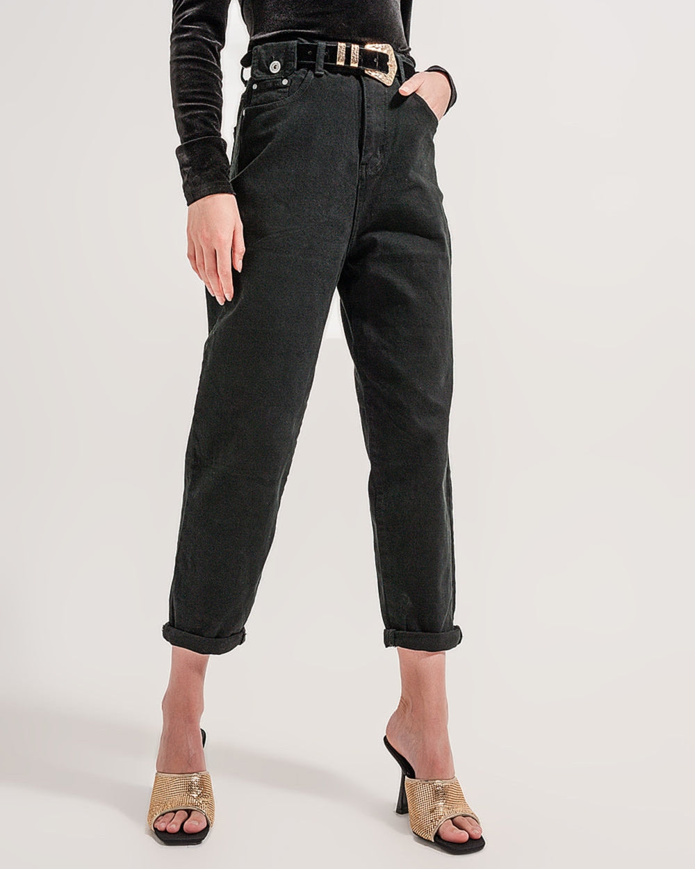 Pocket Detail Jeans in Black