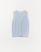 Pointelle Knitted Vest with Scalloped Edges in Baby Blue