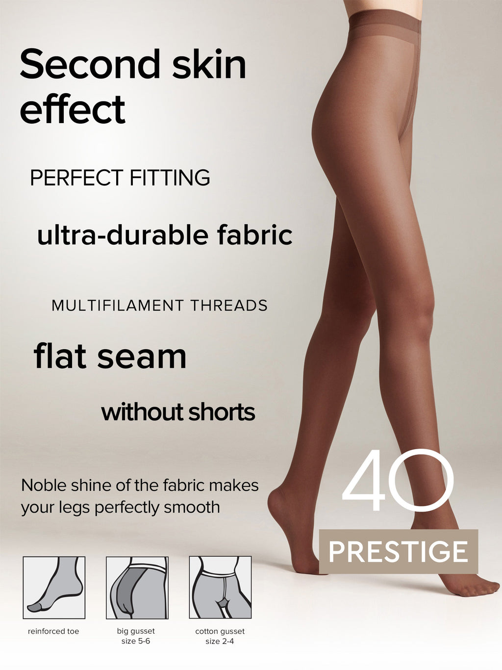 Conte Prestige Tights 40 Den | Sheer to Waist Noble Shine