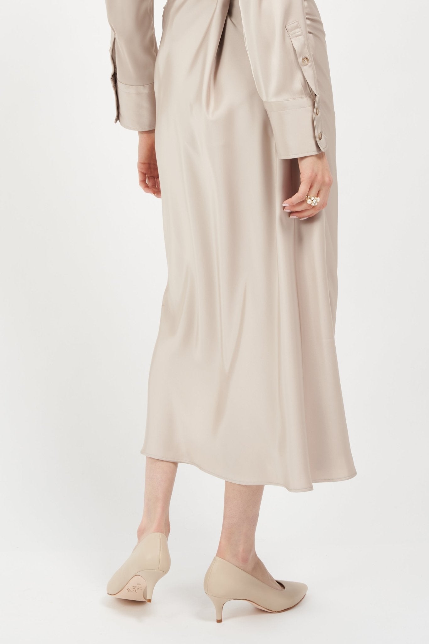 Callie Nude Mestico Lux Leather Mid Heel Pumps