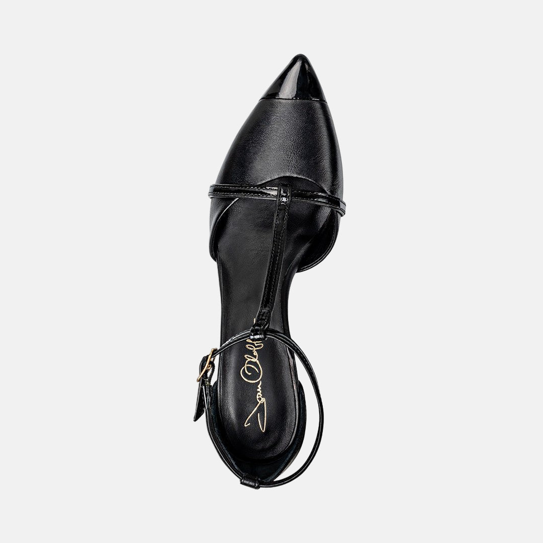 Joan Oloff Desiree Heels Two-Tone Black Nappa | Black Patent