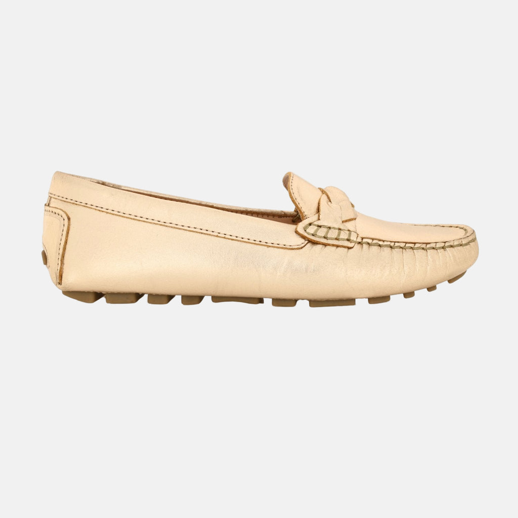 Piper Gold Metallic Leather Moccasin
