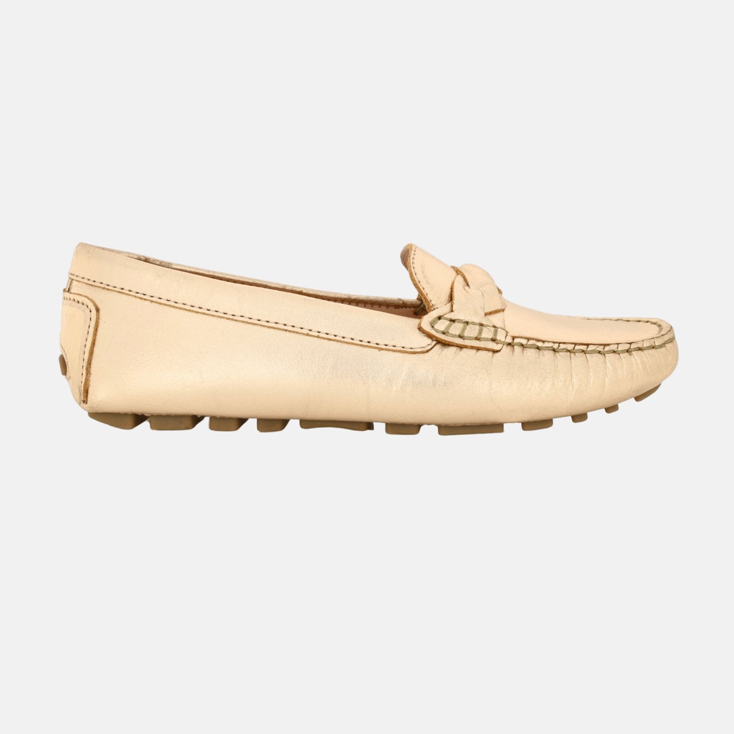 Piper Gold Metallic Leather Moccasin