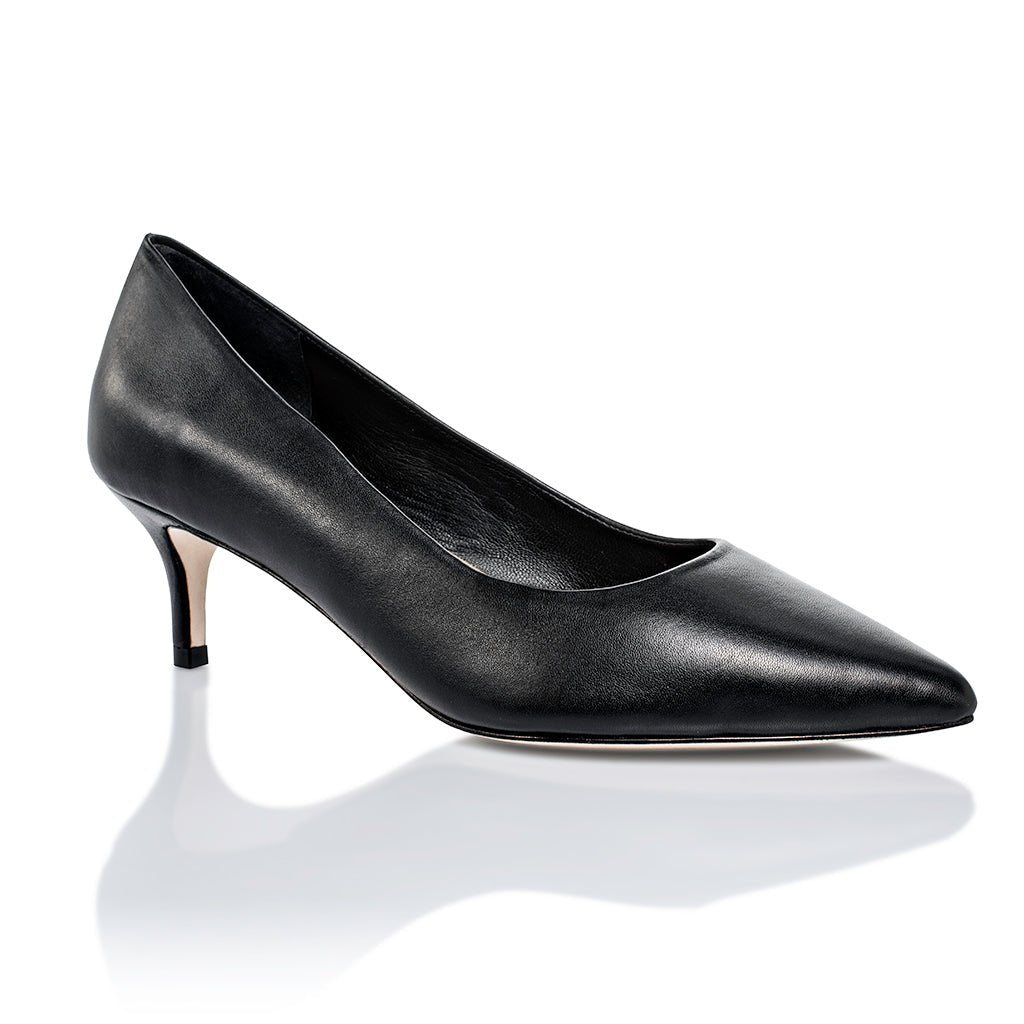 Callie Black Lux Nappa Mid Heel Pumps