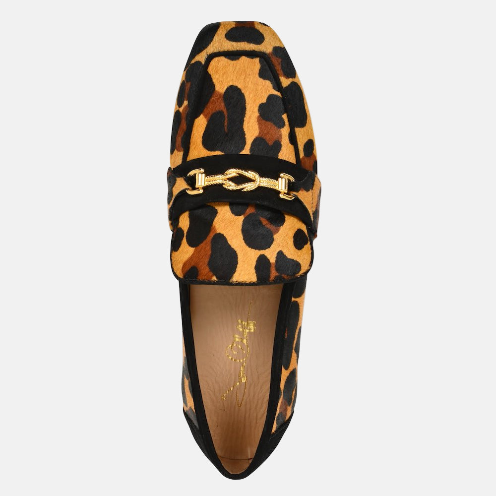 Adonis Leopard Hair Calf Black Suede Loafer