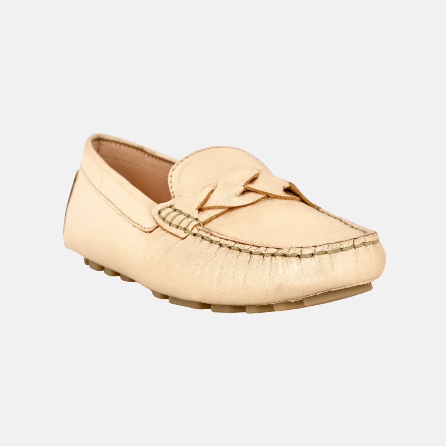 Piper Gold Metallic Leather Moccasin