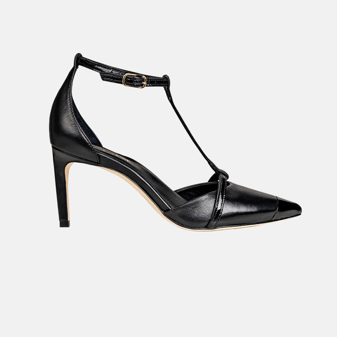 Joan Oloff Desiree Heels Two-Tone Black Nappa | Black Patent