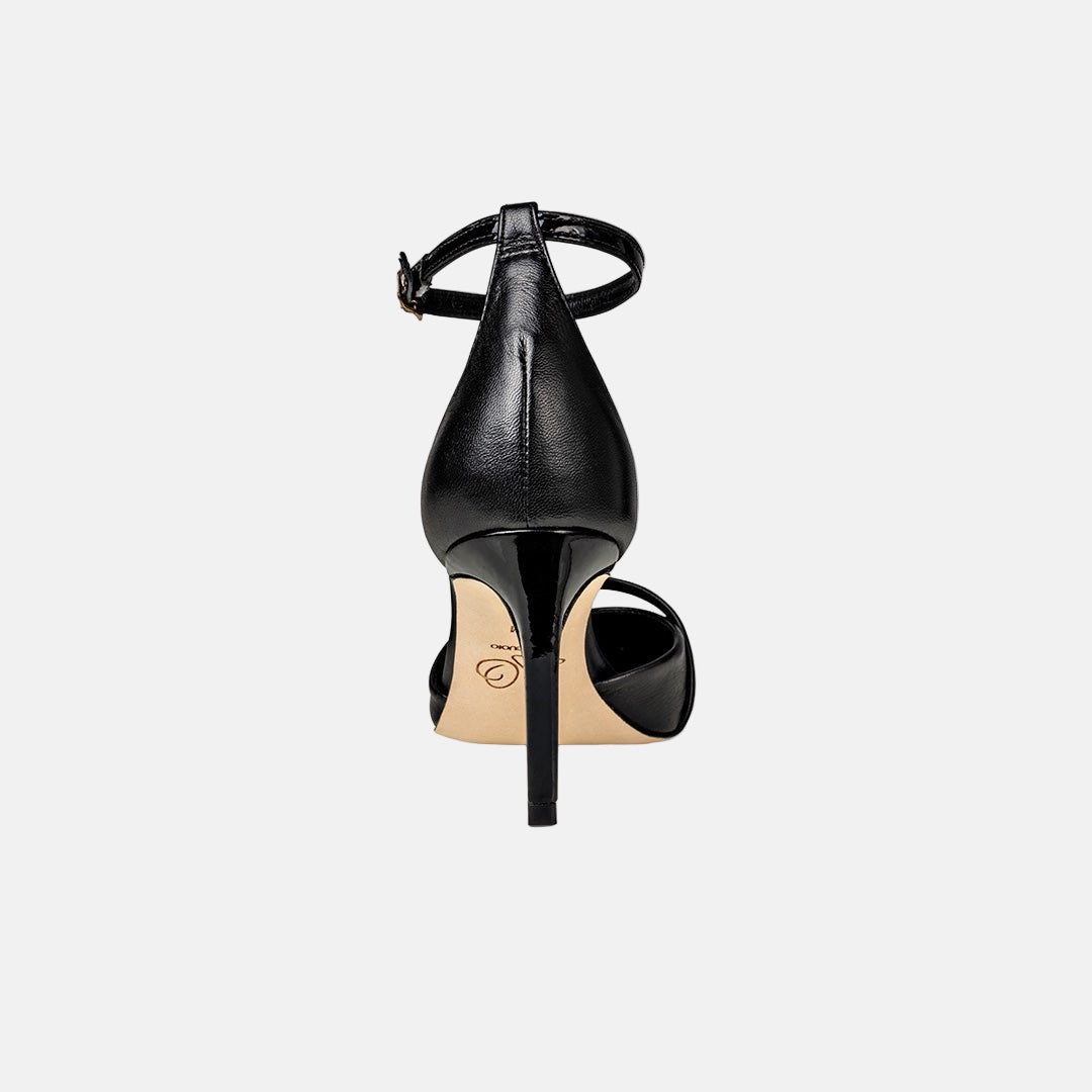 Joan Oloff Desiree Heels Two-Tone Black Nappa | Black Patent