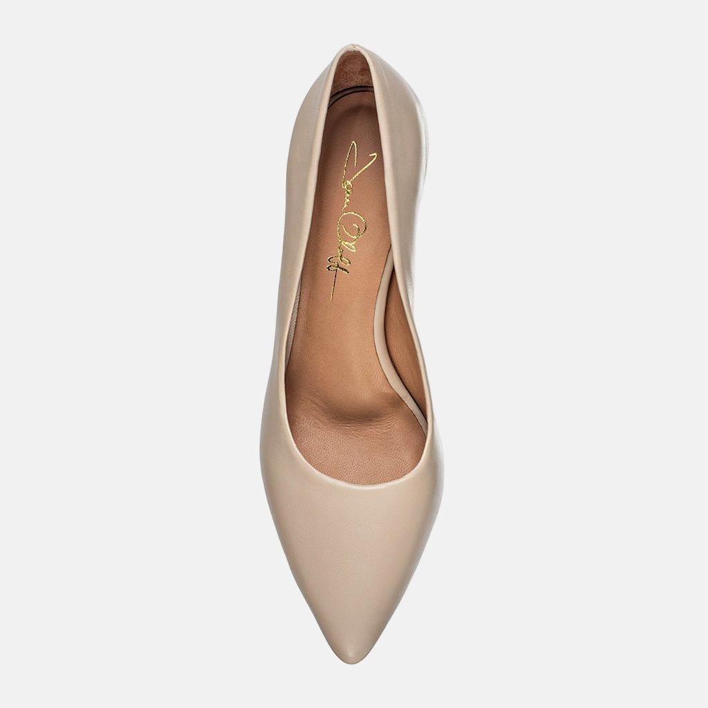 Callie Nude Mestico Lux Leather Mid Heel Pumps