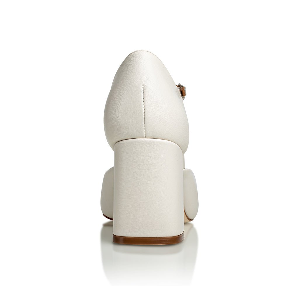 Sally Off White Mestico Luxury Nappa Block Heel Sandal