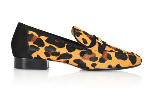 Adonis Leopard Hair Calf Black Suede Loafer