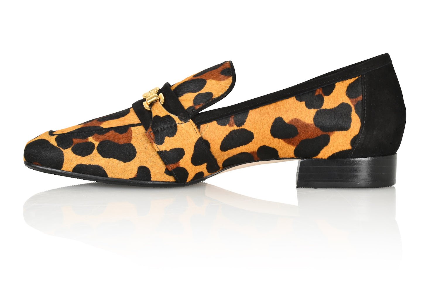 Adonis Leopard Hair Calf Black Suede Loafer
