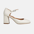 Sally Off White Mestico Luxury Nappa Block Heel Sandal