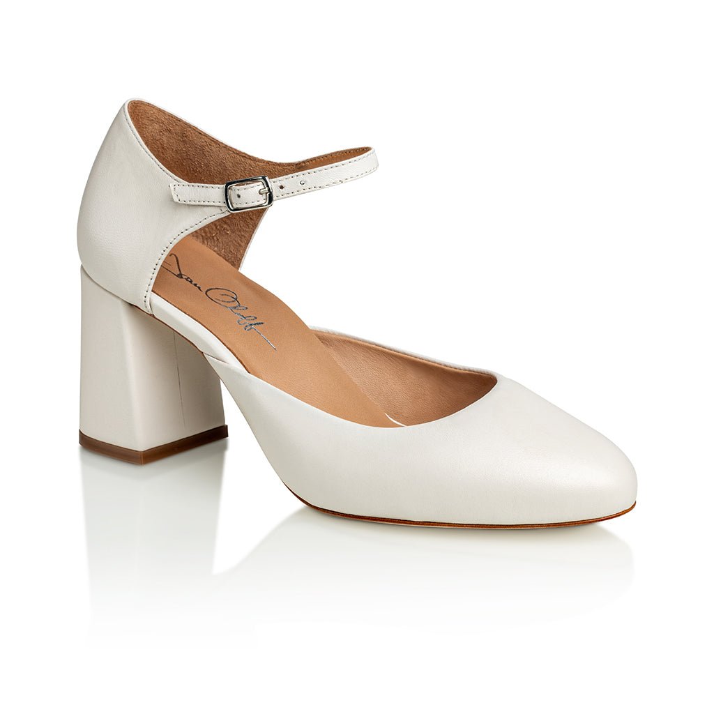 Sally Off White Mestico Luxury Nappa Block Heel Sandal