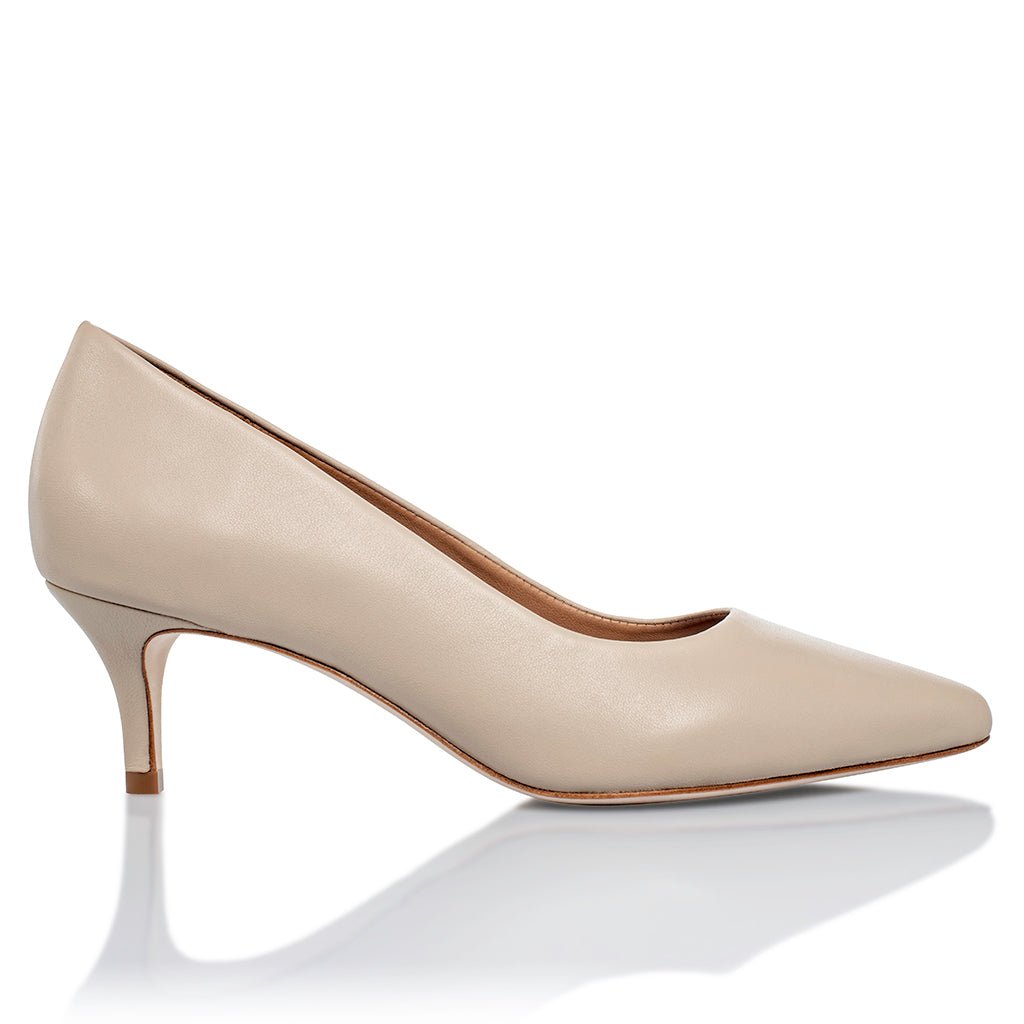 Callie Nude Mestico Lux Leather Mid Heel Pumps
