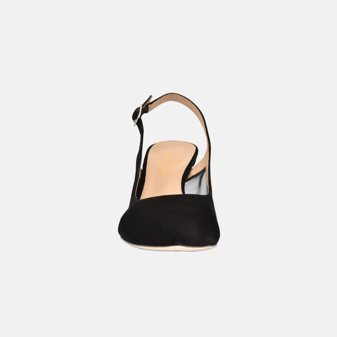 Dance Black Kid Heels Suede | Black Mesh