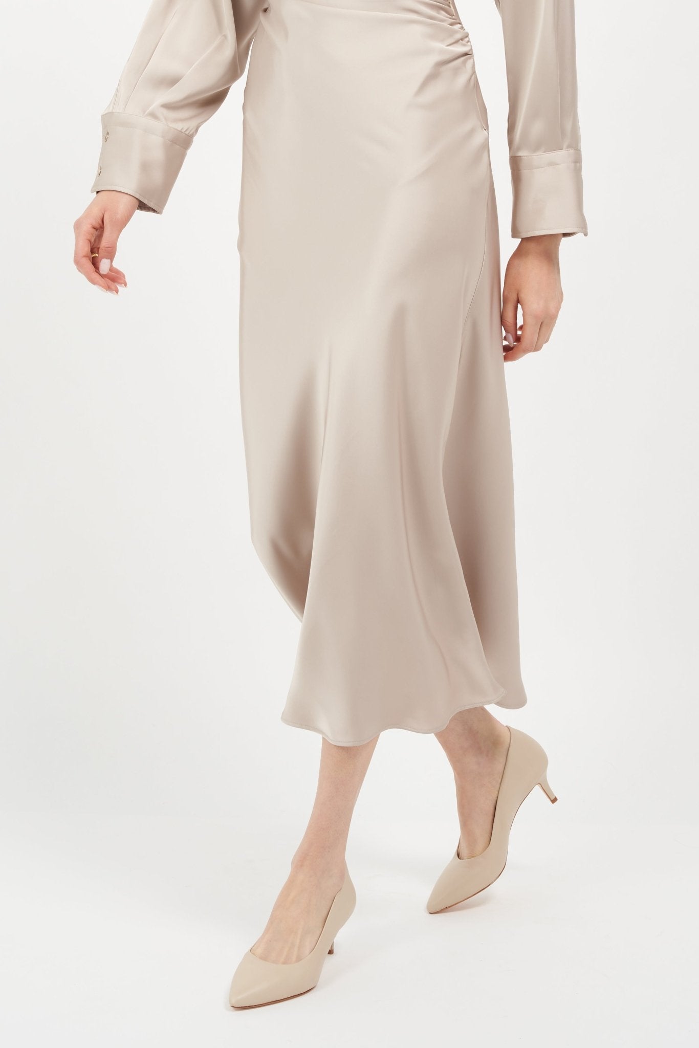 Callie Nude Mestico Lux Leather Mid Heel Pumps