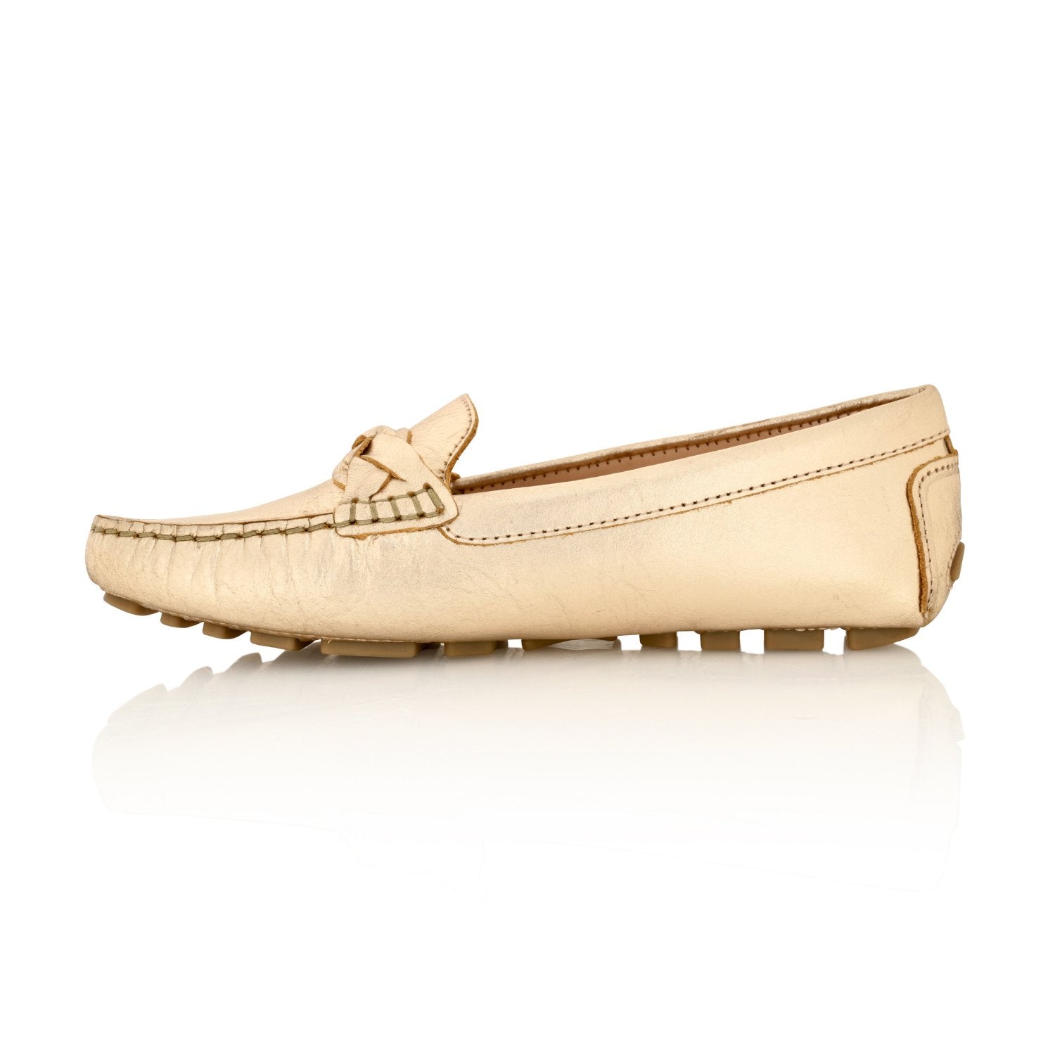 Piper Gold Metallic Leather Moccasin