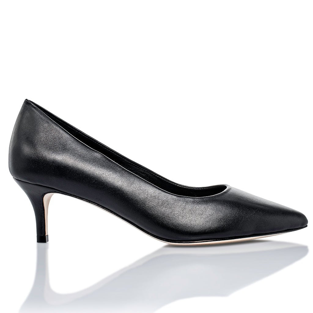 Callie Black Lux Nappa Mid Heel Pumps